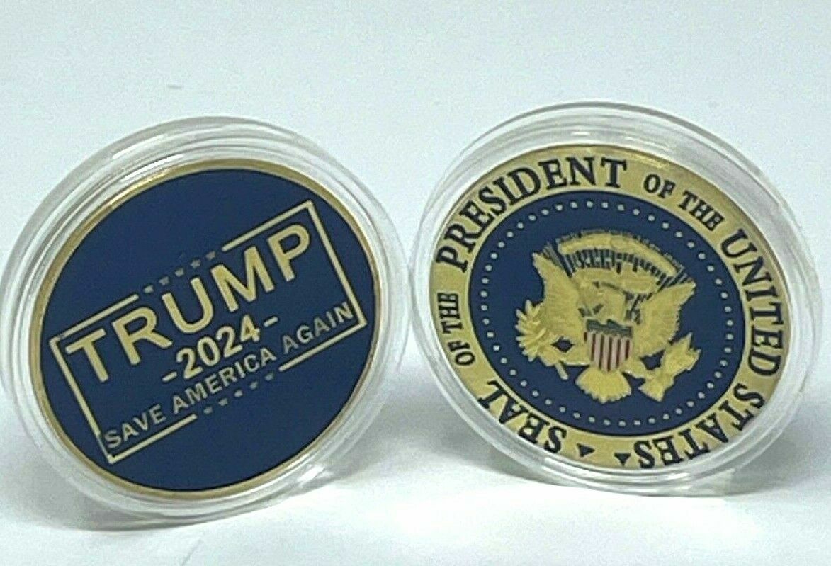 3 PCS 2024 President Donald Trump Golden Commemorative Coin Save America Again
