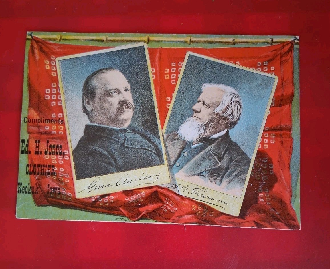 1888 Grover Cleveland & A.G. Thurman Trade Advertising Card McIntosh Art
