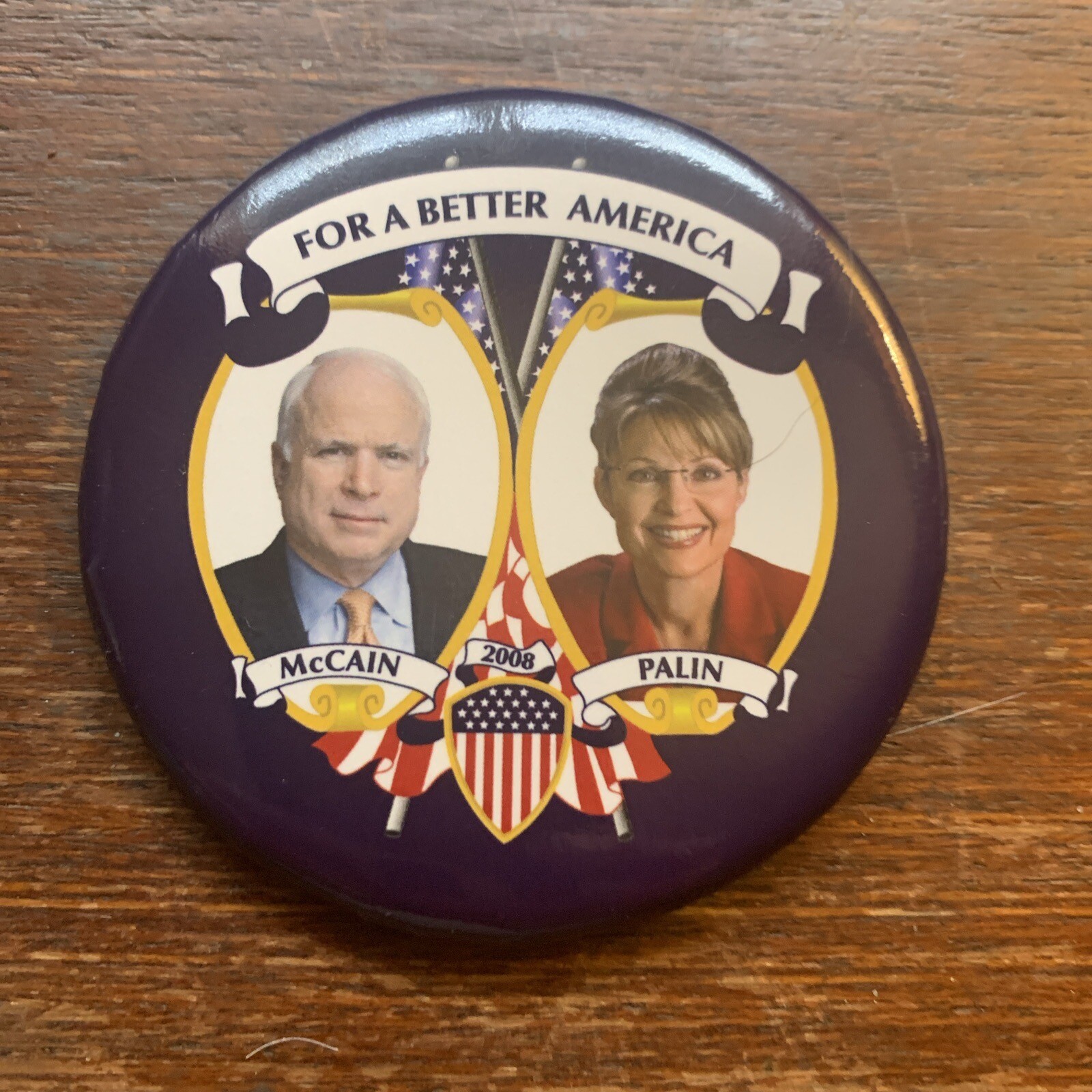 2008 John McCain Sarah Palin Political Campaign Pinback Button