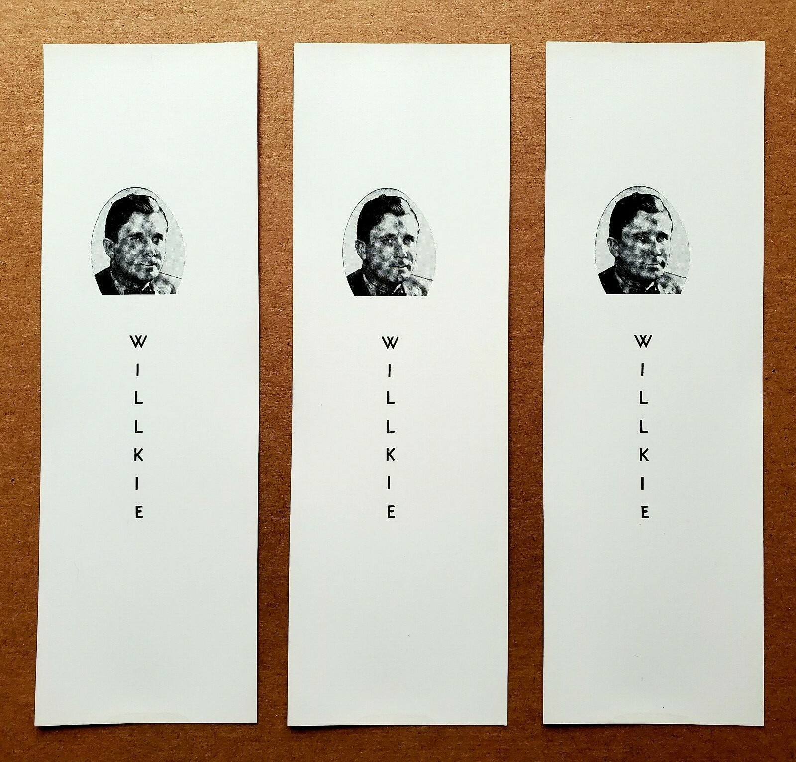 3 Vintage 1940 Wendell Willkie Campaign Paper Cigar Wrappers Book Marks, Unused