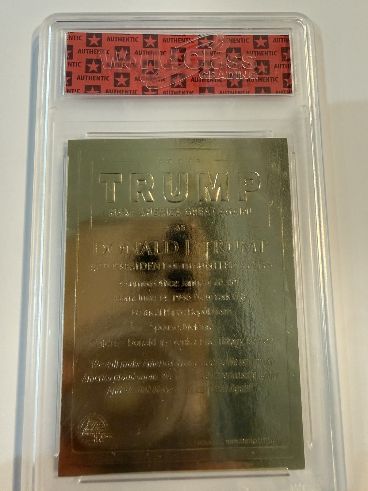 Gem Mint 10 2021 Merrick Mint Donald Trump for President 2024 23 Karat Gold Card