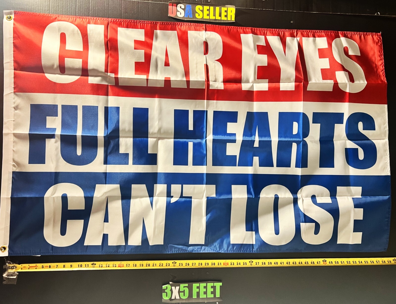 Football Flag FREE SHIPPING 1 Clear Eyes Full Hearts Beer Drinking USA Sign 3×5′