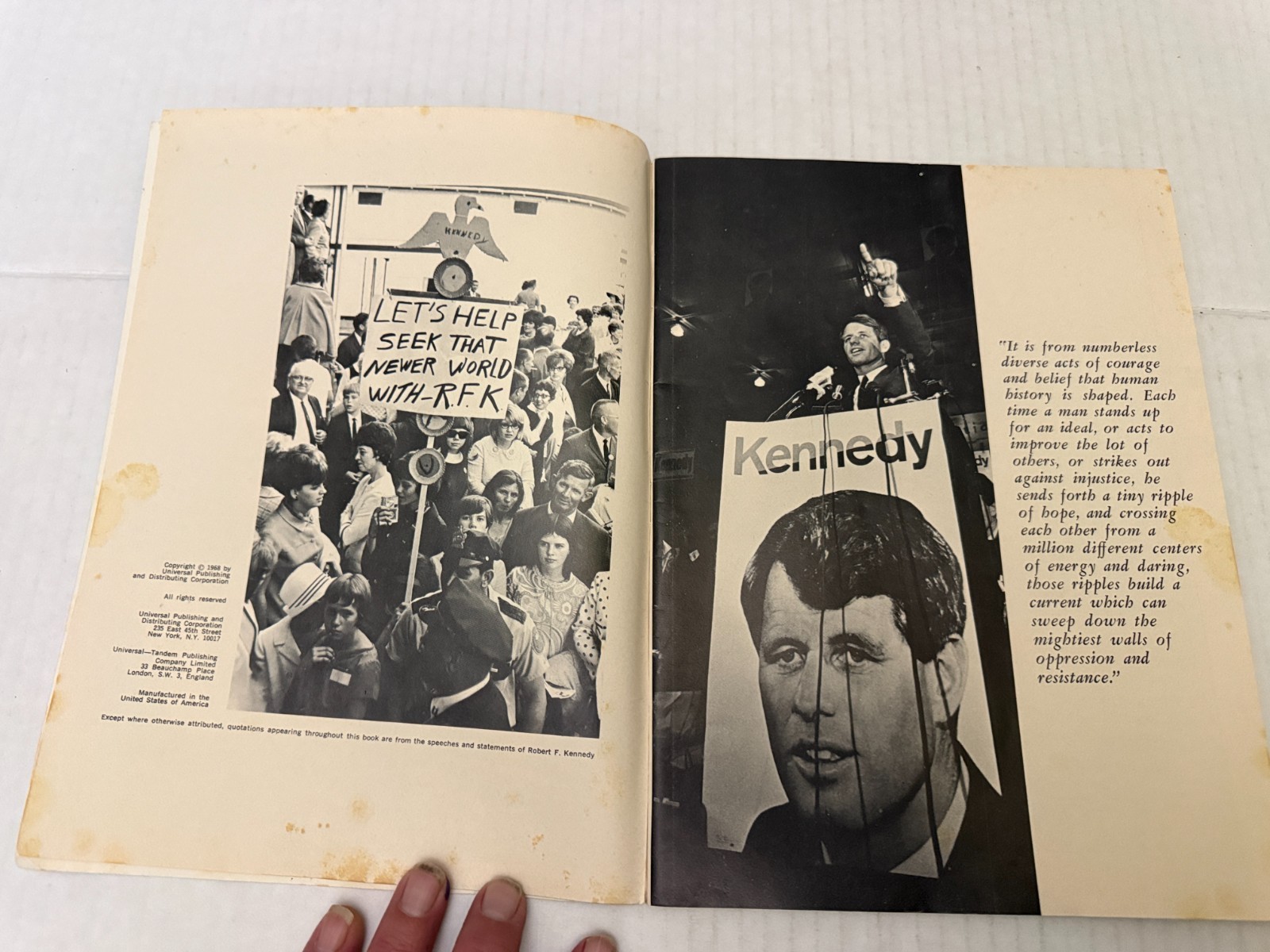 1968 Robert F. Kennedy The Last Campaign Magazine by Award Books