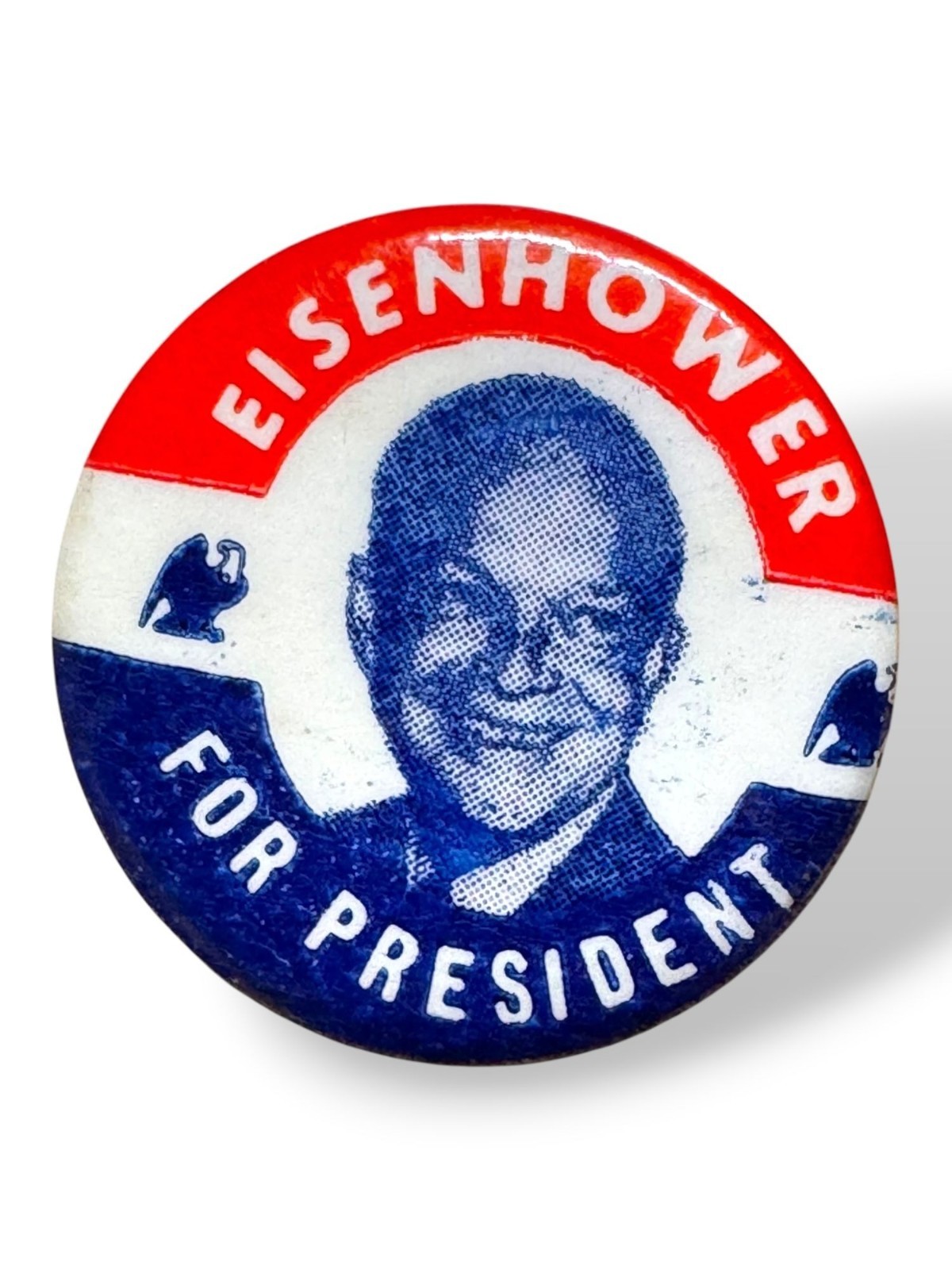 Vintage 1950s Eisenhower Presidential Campaign Pin Button Red White & Blue 1.25″