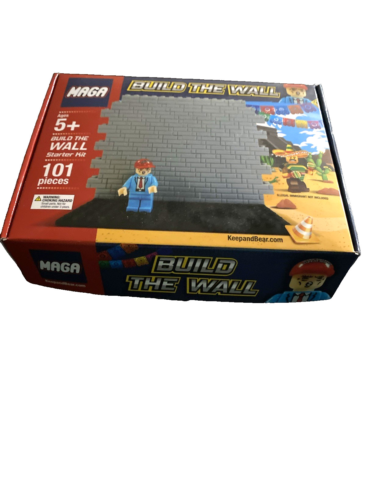 Donald Trump MAGA Build The Wall Starter Kit Plastic Building Blocks Open Box