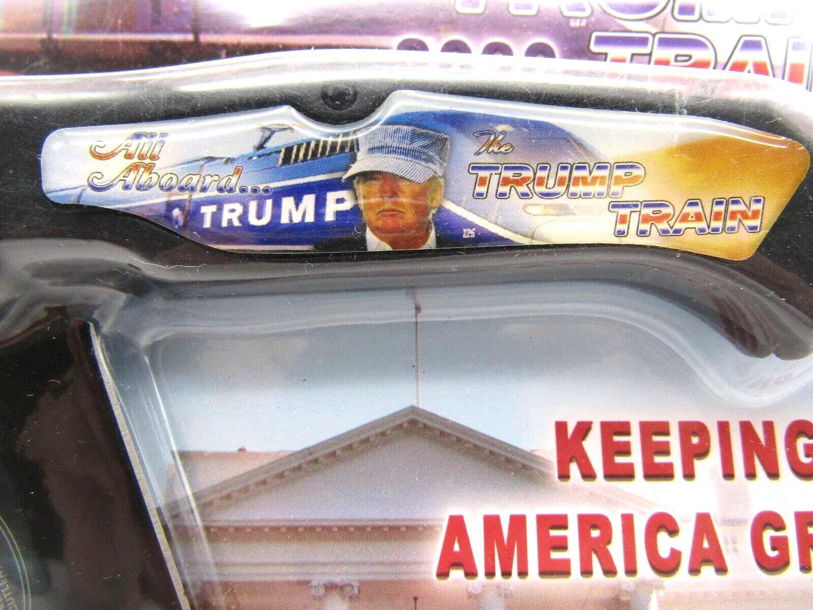 Lot of 2018 Trump Silver US Half Dollar Colored Picture & Trump Train Knife 2020