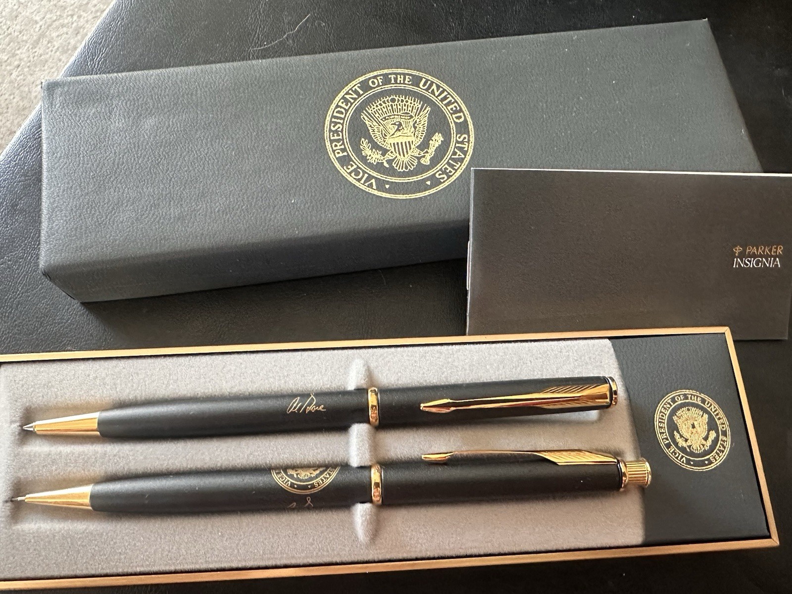 Al Gore Vice President Signature Pen & Pencil Set With Presentation Box, Mint