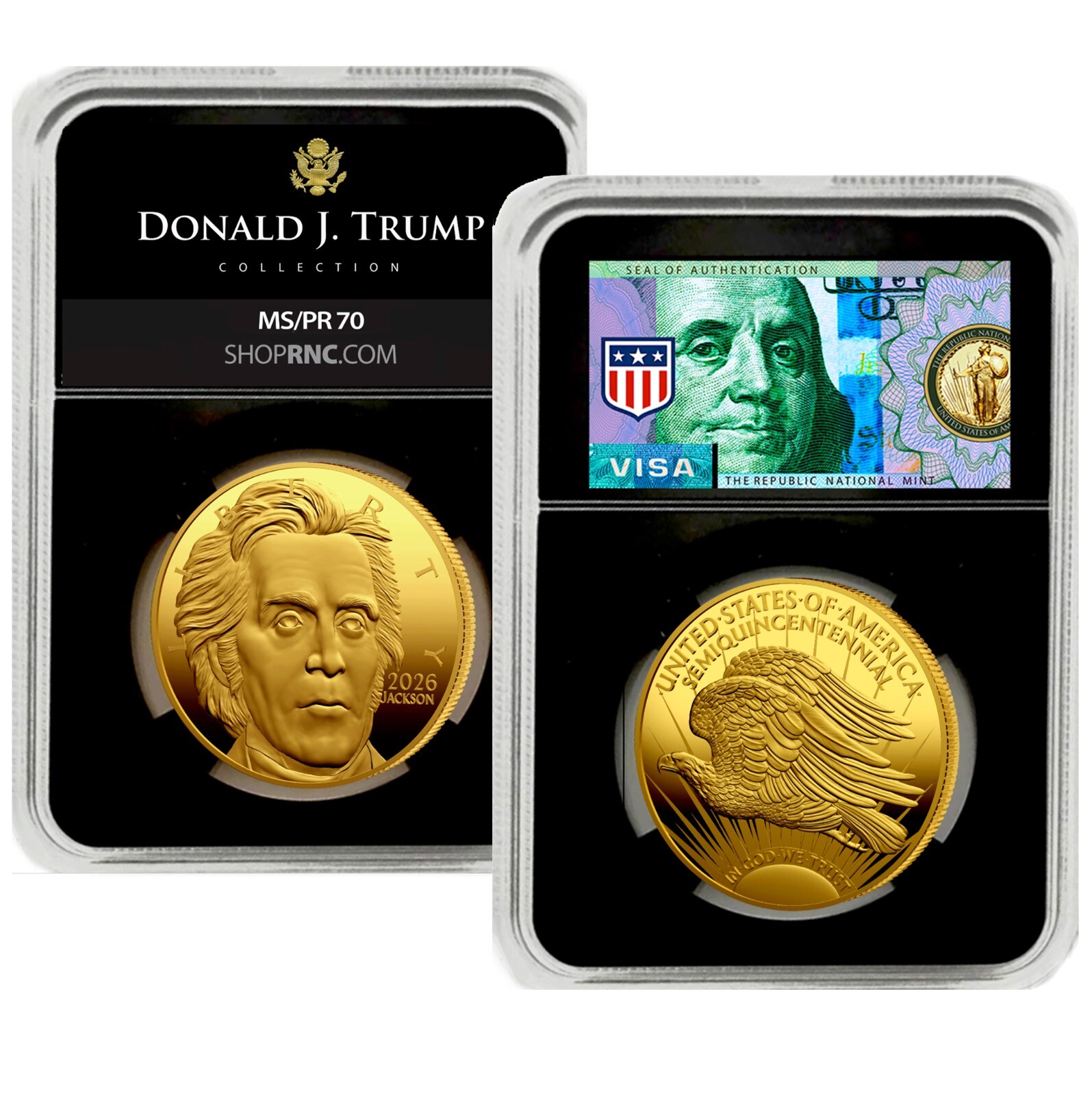 Andrew Jackson Gold Coin Double Eagle Flying American Eagle