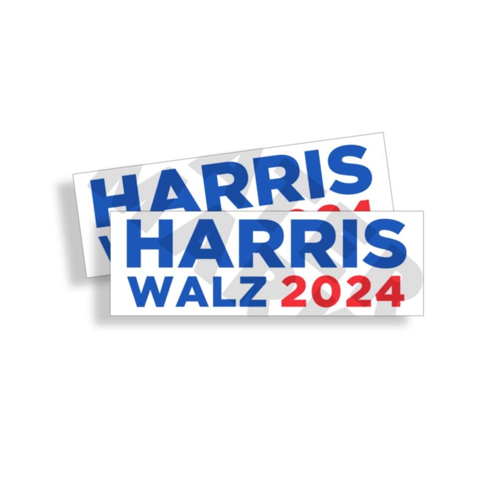 HARRIS WALZ 2024 CAMPAIGN BUMPER STICKER DEMOCRAT 9X3 2 PACK