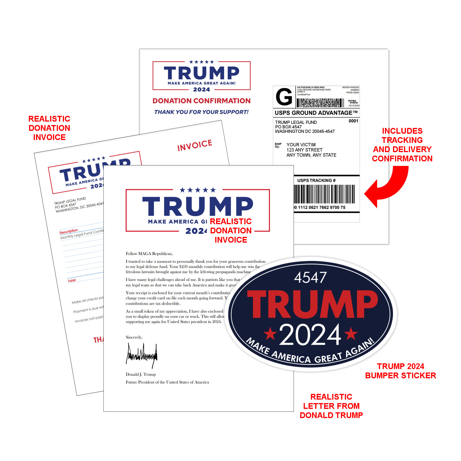 Funny Prank Donald Trump Legal Fund Donation Confirmation – Sent 100% Anonymous