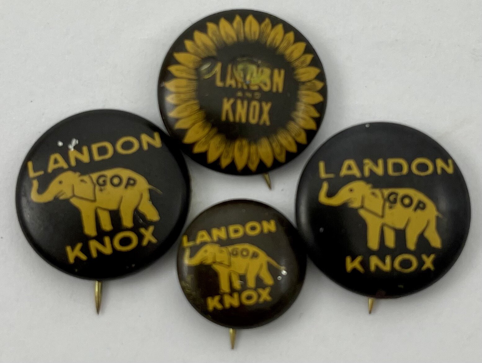 Vintage Lot 1936 Alf Landon Presidential Campaign Landon Knox GOP Pinback Button