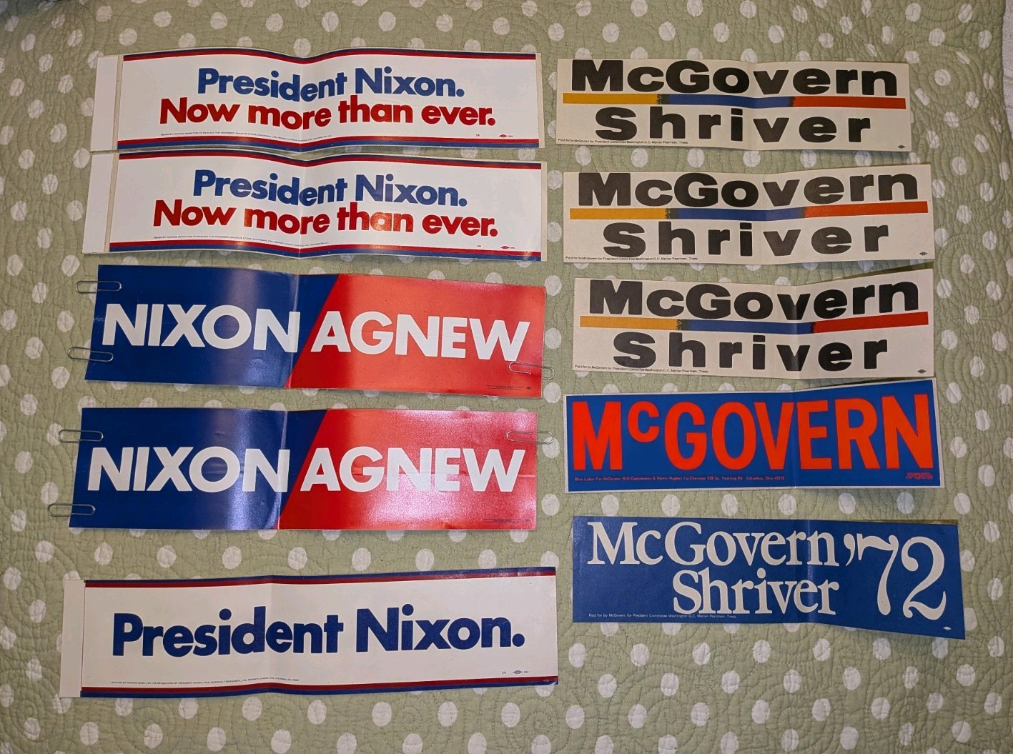 10 Vintage Presidential Campaign Bumper Stickers Richard Nixon George McGovern