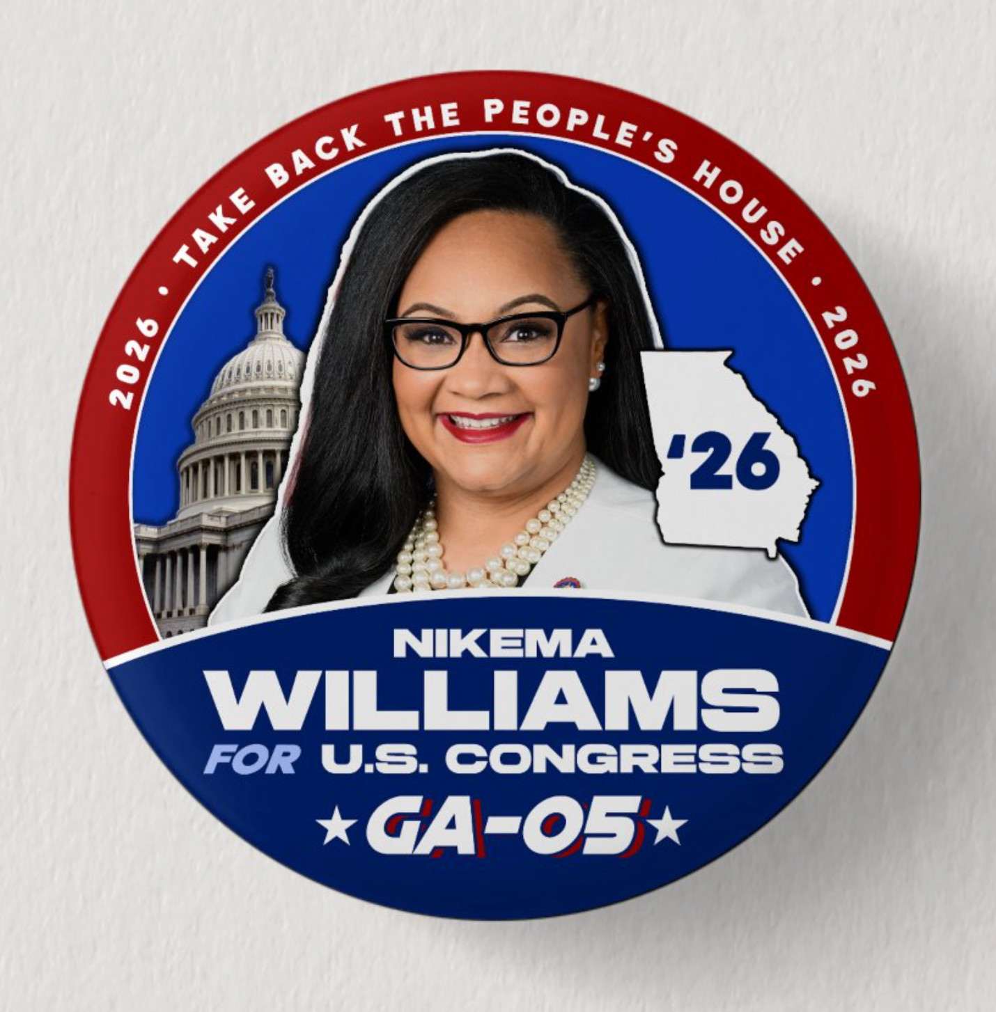 NIKEMA WILLIAMS Congress 2026 Pin Button Political Democrat Georgia Midterms
