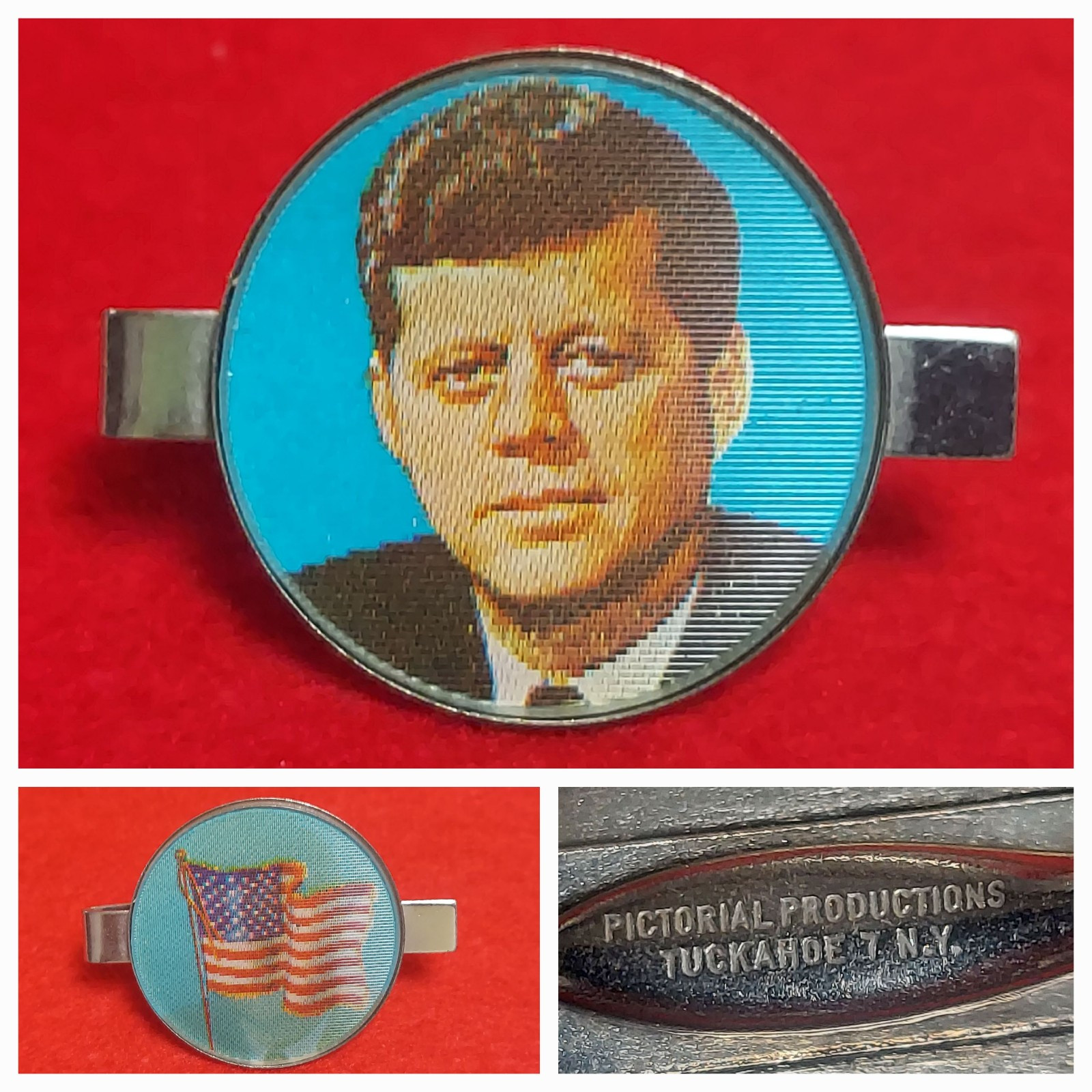 Original Rare 1960’s John F. Kennedy Vari Vue Lenticular Hologram Political Pin