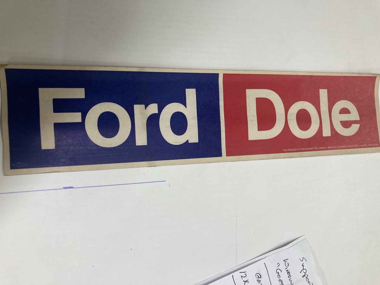 VINTAGE ’60’S Bumper Sticker “FORD/DOLE”