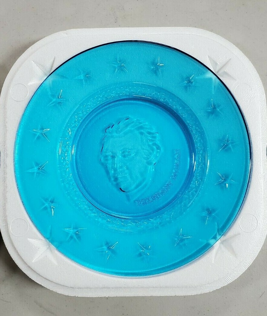 Wheaton Nuline Millville New Jersey Presidential Plate James Monroe VTG Blue