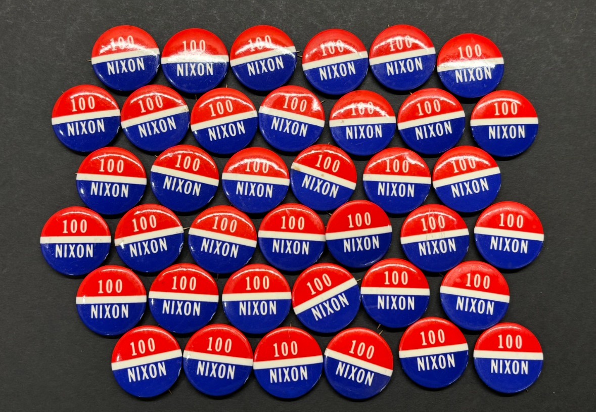 Lot of (38) President Nixon 100 1972 Vintage Pinback Pin Buttons Political Group