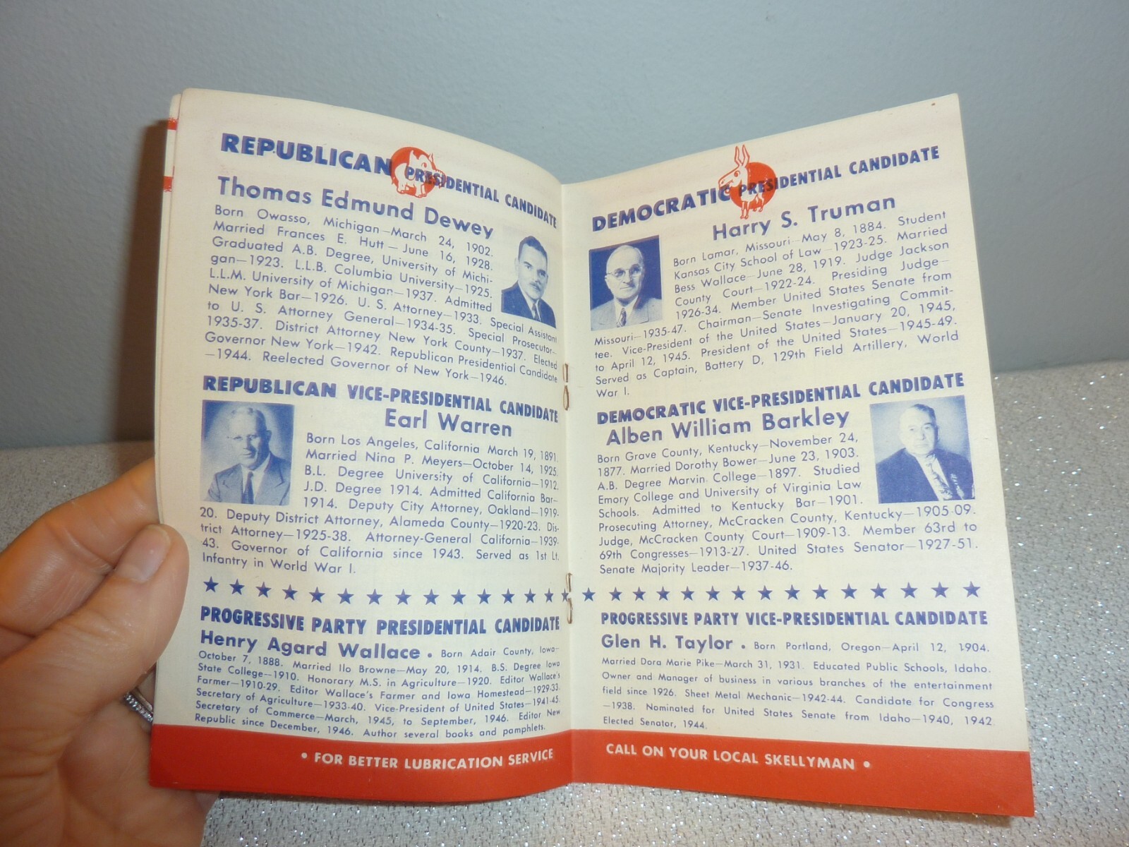 Rare Vintage 1948 Presidential Election Book Skelly Gas Truman!