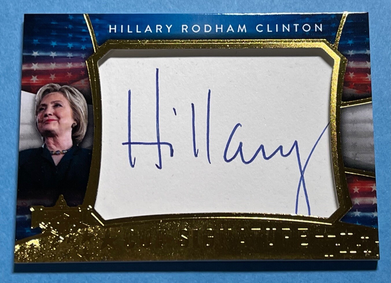 HILLARY CLINTON 2016 DECISION CUT SIGNED SIGNATURE CARD BLACK JACKET VERSION