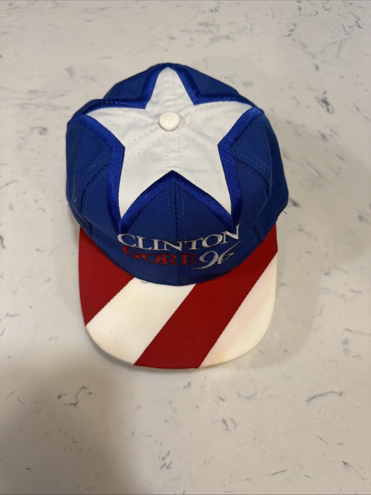 VINTAGE Clinton Gore 1996 Campaign Election Hat -Red White Blue Star 90’s USA