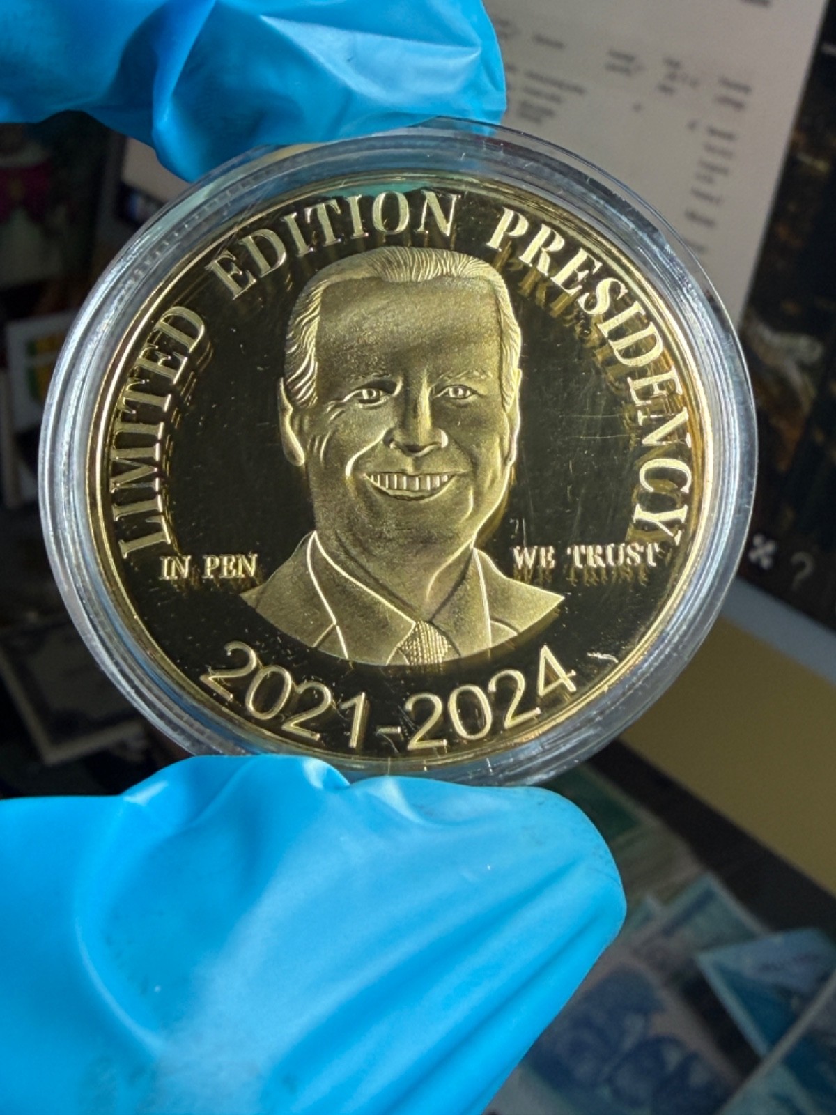 Joe Biden Chaos Coin, Commemorative Golden 1oz Novelty, Auto-Pen Admin. 🇺🇸