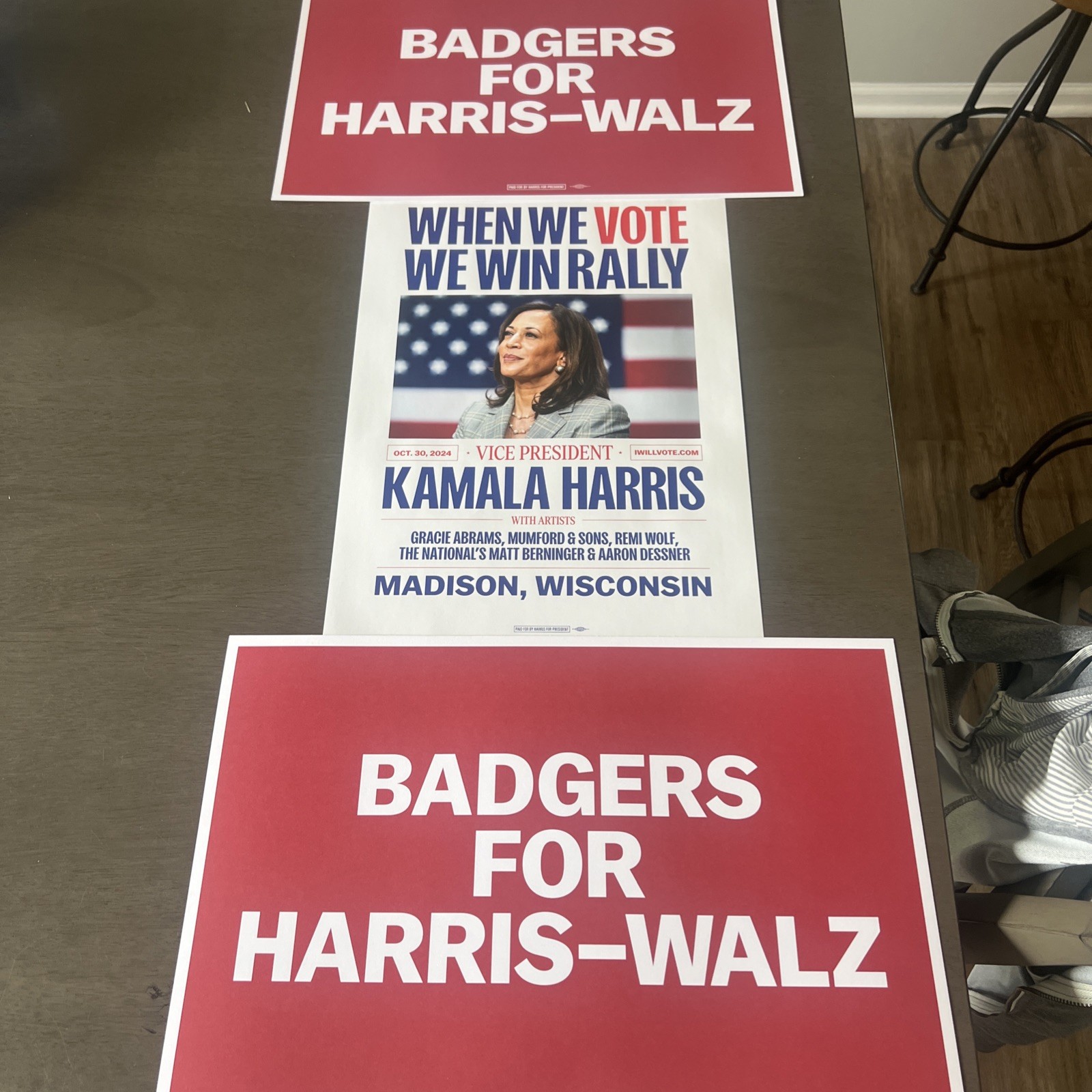 KAMALA HARRIS WALZ PRESIDENT 2024 Badgers Madison Gracie Abrams Concert Poster