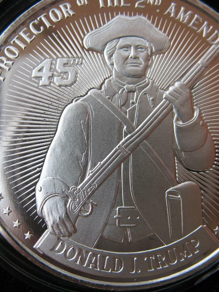 1-OZ.999 DONALD TRUMP SILVER COIN PROTECTOR OF 2ND AMENDMENT LE # ON EDGE+GOLD