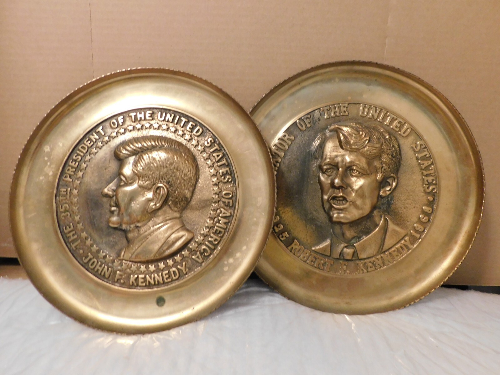 u choose -John Kennedy President or Robert Kennedy Senator -1 1 inch brass plate