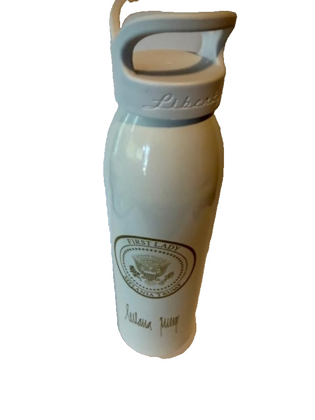 Melania Trump signed White Liberty Water Bottle with Presidential Coat of Arms