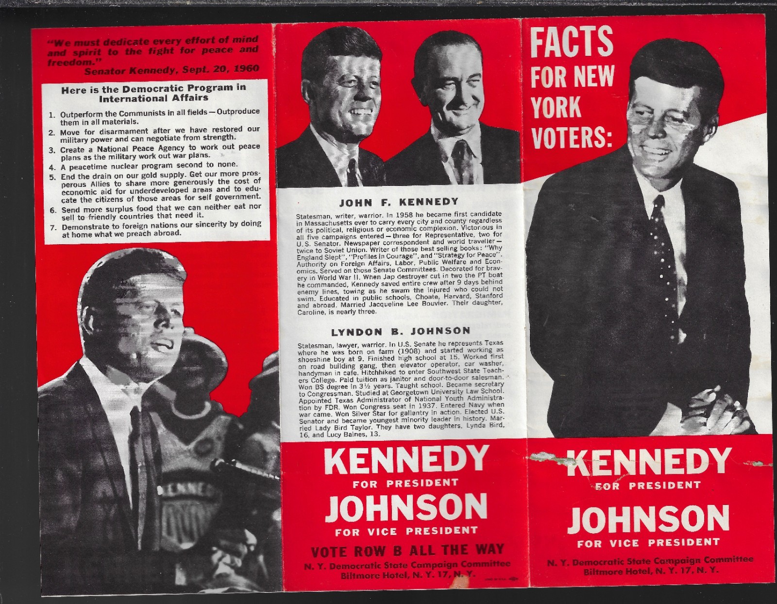 1960 Big New York Release Kennedy Johnson Compared to FDR Prez Campaign Pamphlet