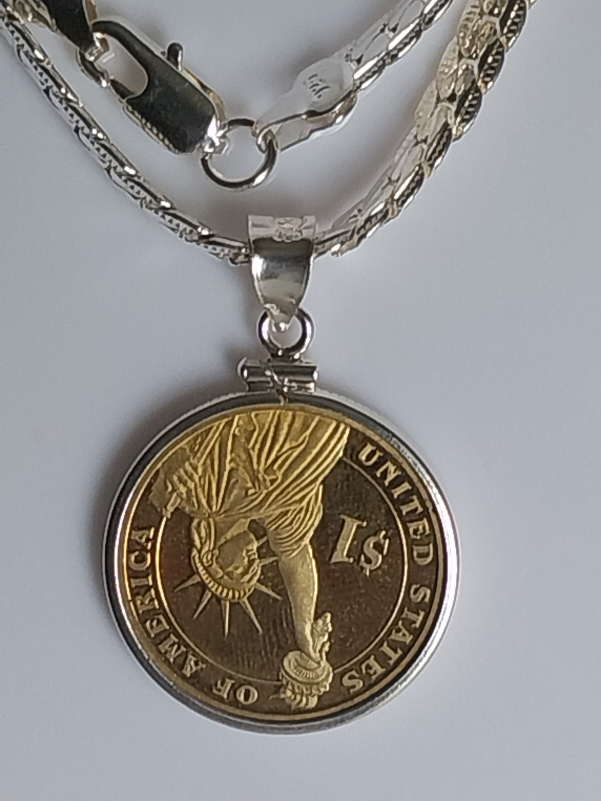 Necklace Plated With Donald Trump Colorized Collectible $1 Coin
