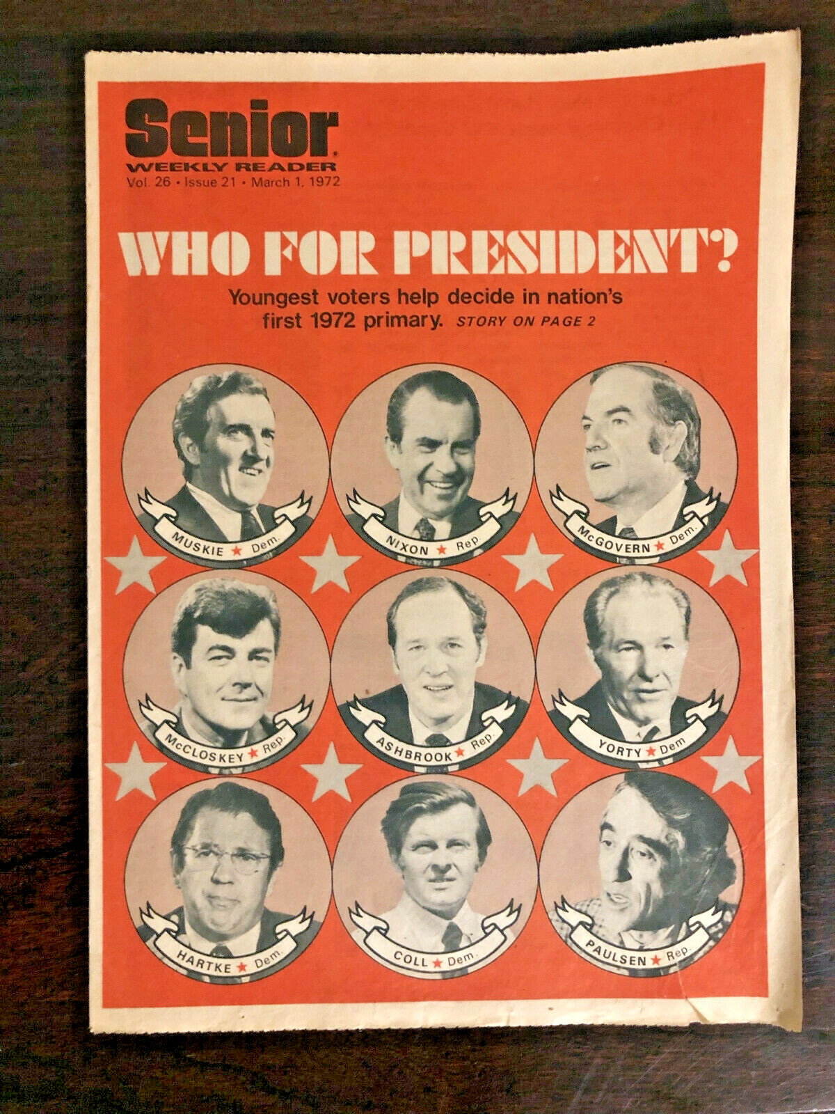 1972 Presidential Primary – Senior Weekly Reader March 1 Muskie Nixon McGovern