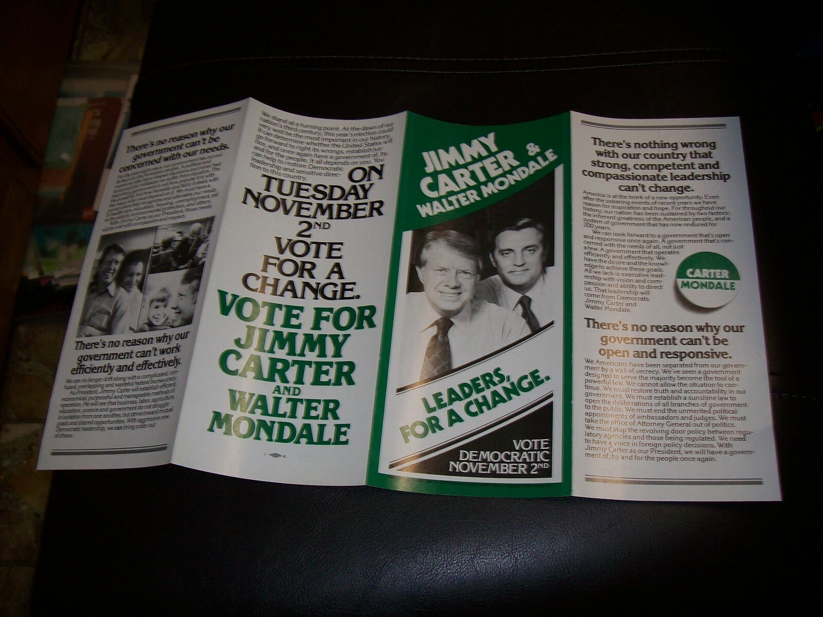 Jimmy Carter & Walter Mondale Leaders For A Change Flyer Historic Presidential!