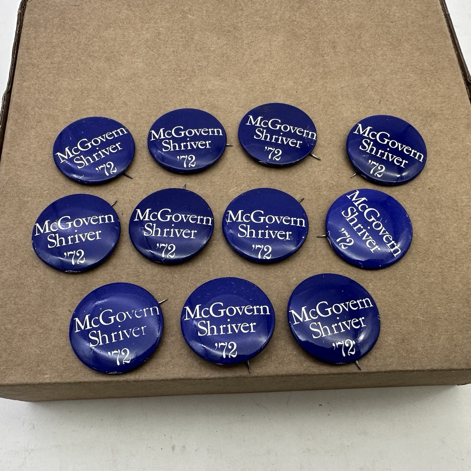Lot Of 11 Vtg McGovern Shriver 72 Blue Pinback Button Presidential Campaign Pin