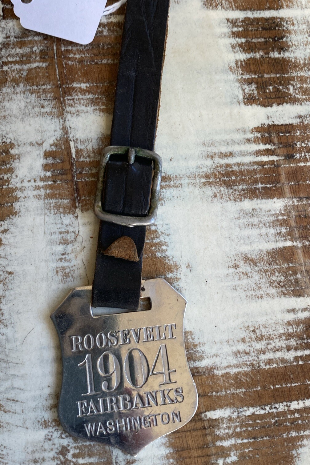 Antique 1904 Roosevelt Fairbanks Presidential campaign Watch Fob leather silver