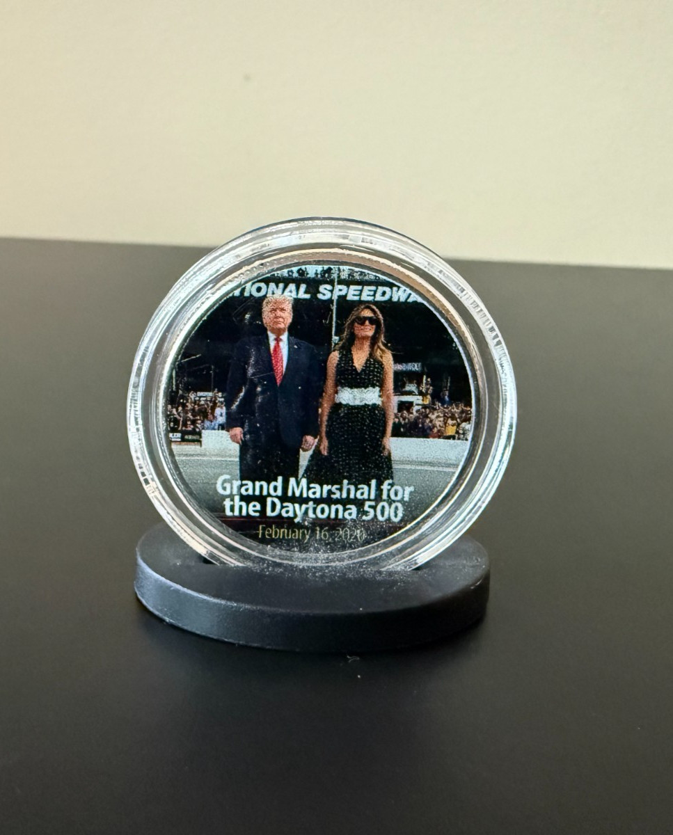 DONALD TRUMP and MELANIA TRUMP U.S. JFK Half Dollar Coin DAYTONA 500 NASCAR