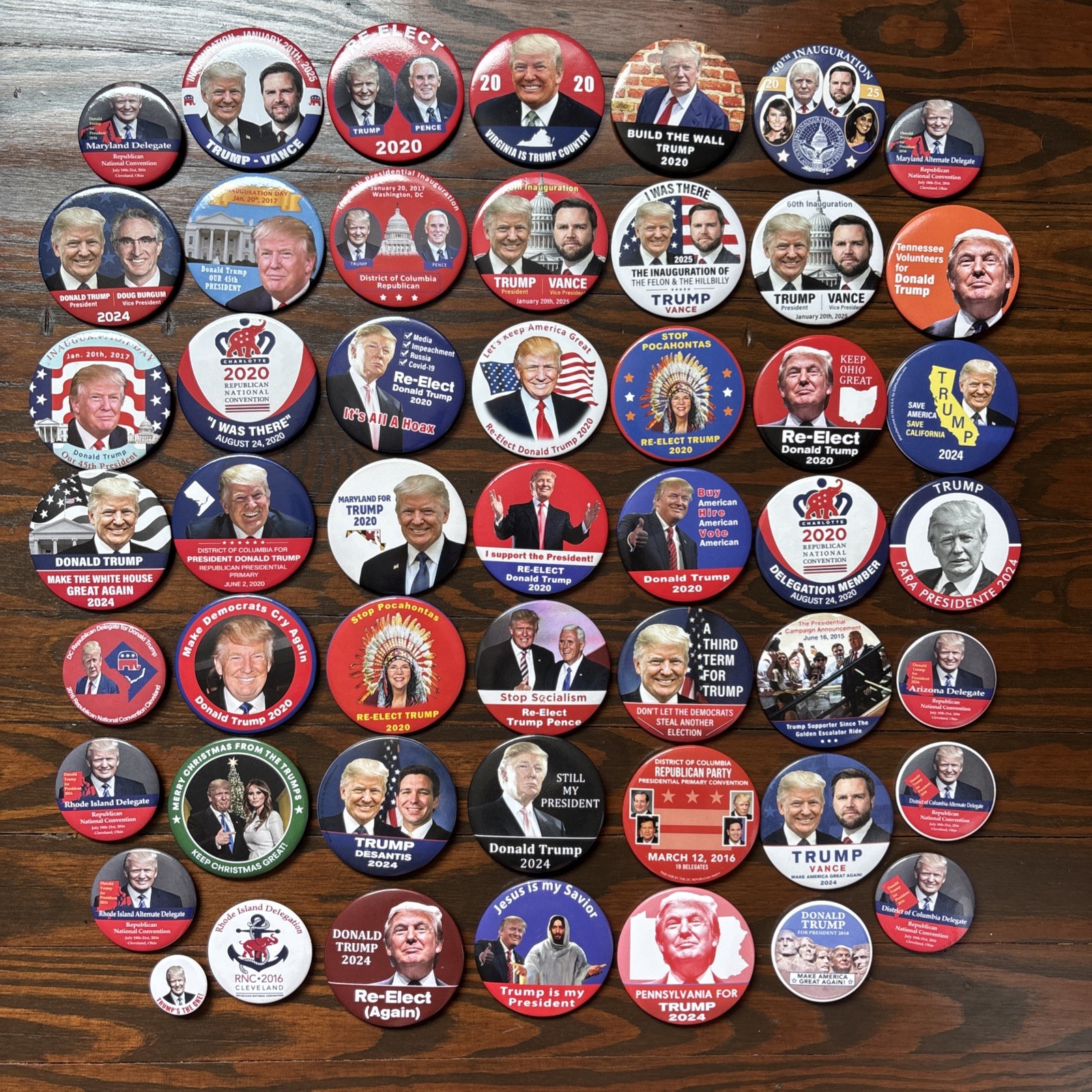 50 Different Donald Trump Buttons Gift Set Dealer Lot 2016 2017 2020 2024 2025