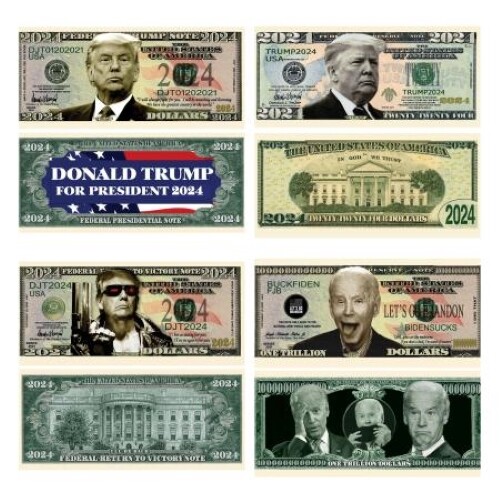 4 Pack Donald Trump 47th President 2024 Dollars POTUS Money with Display Holders