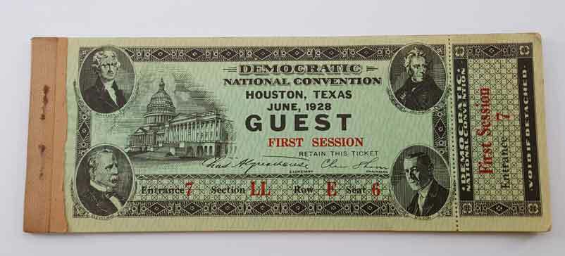 1928 Democratic National Convention TIcket Book Al Smith – RARE