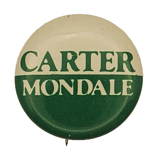 Vintage 1976 Carter Mondale Presidential Campaign Political Litho Pinback Button