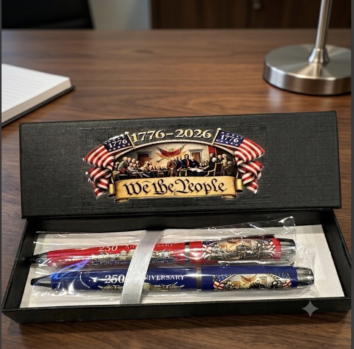 PEN (2) BLUE+RED REPUBLICAN GOP EAGLE SEAL GOLD SIGNATURE PRESIDENT New gift box
