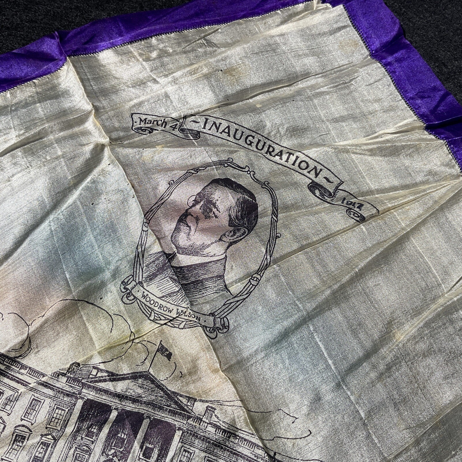 Antique Private Second Presidential Inauguration Woodrow Wilson Handkerchief