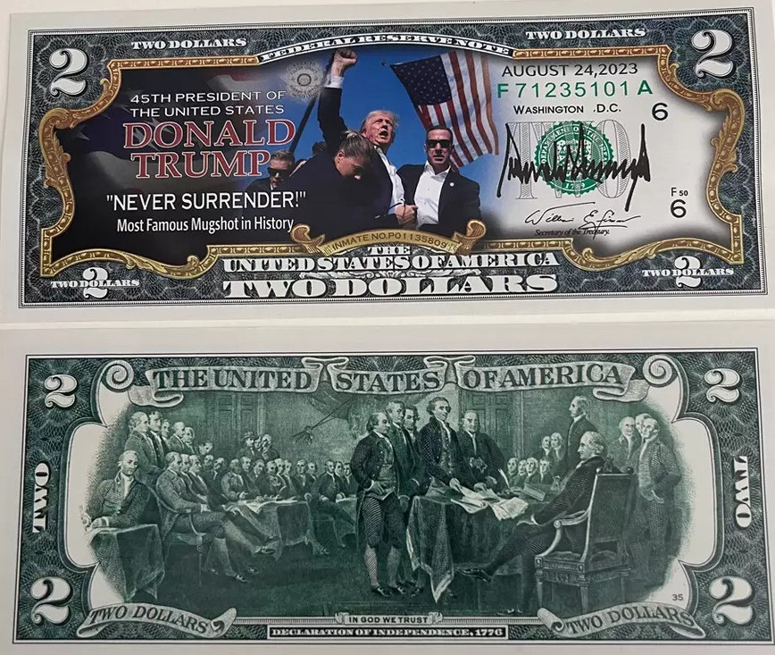 2024 President Donald Trump Assassination $2 Dollar Bill (SHIPS FROM USA)