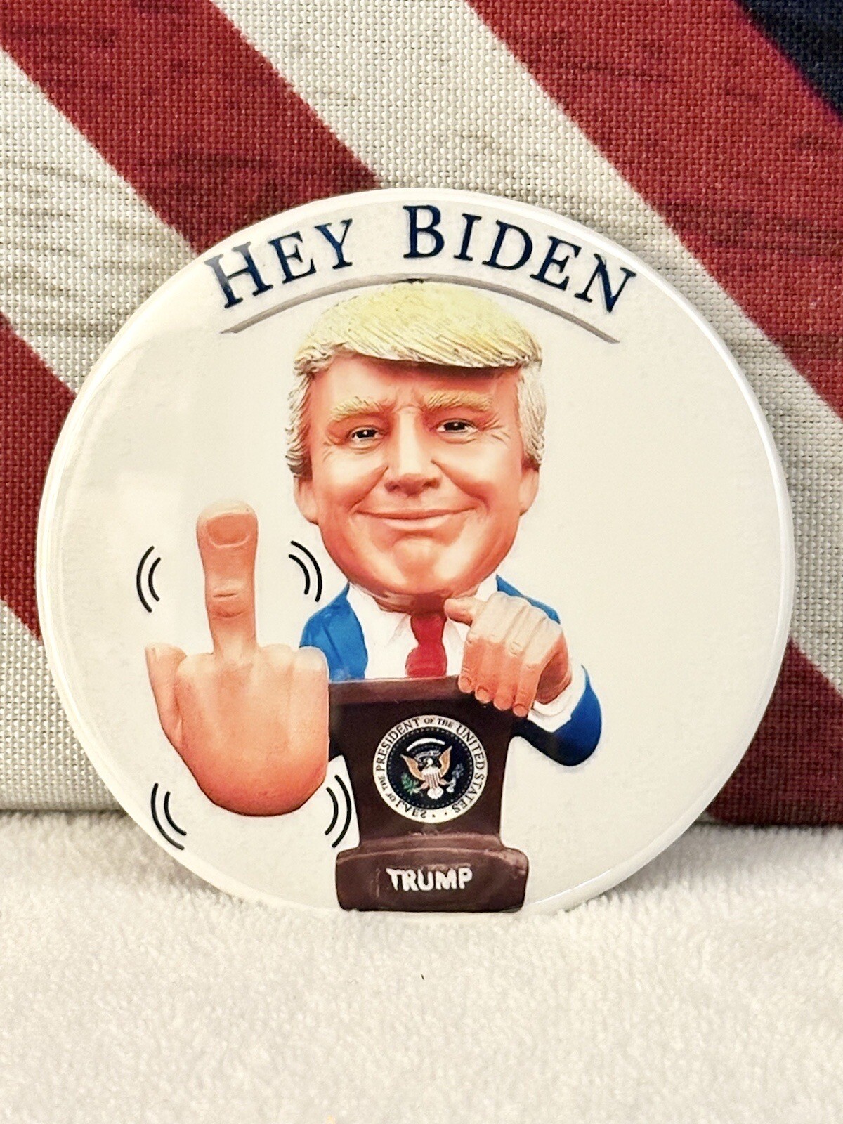 Trump 2024 Anti-Biden “Satire” Political Campaign “MAGNET BUTTON” – 3″ Round