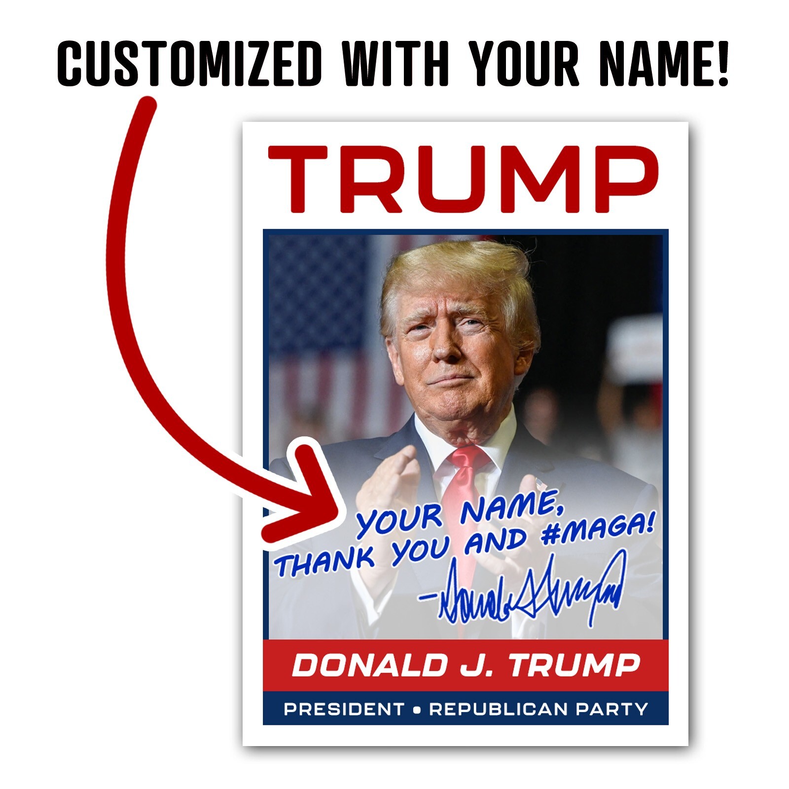 Donald Trump CUSTOM AUTOGRAPH SIGNED Presidential Baseball Card MAGA 2024 Retro