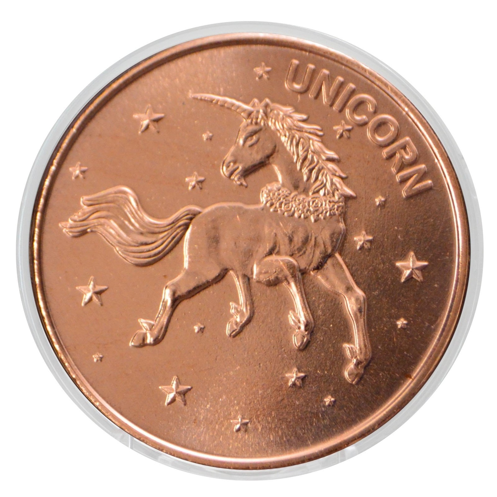 Unicorn Design 1 oz Pure .999 Copper Round Bullion Coin in Capsule – COA by