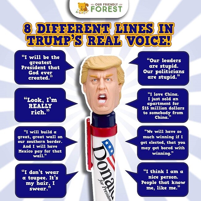 Donald Trump Talking Pen 8 Different Sayings In Trump’s Real Voice – PEN IS HUGE