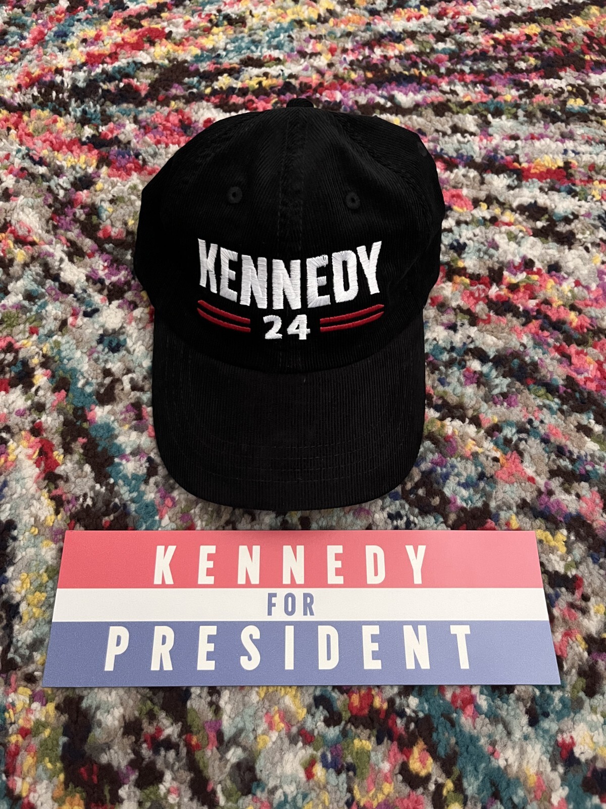 Kennedy 2024 Official Campaign Set – Black Corduroy Hat & Car Magnet 🇺🇸