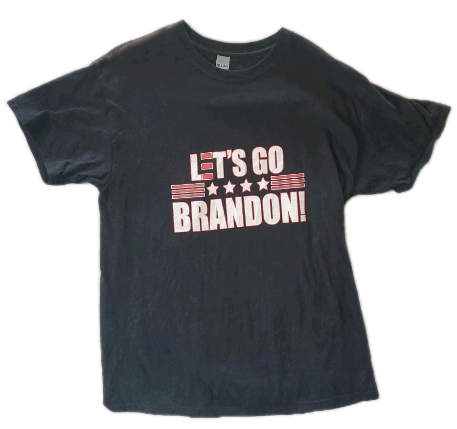 Let’s Go Brandon T-Shirt Men L Large Gildan 100% Cotton Distressed