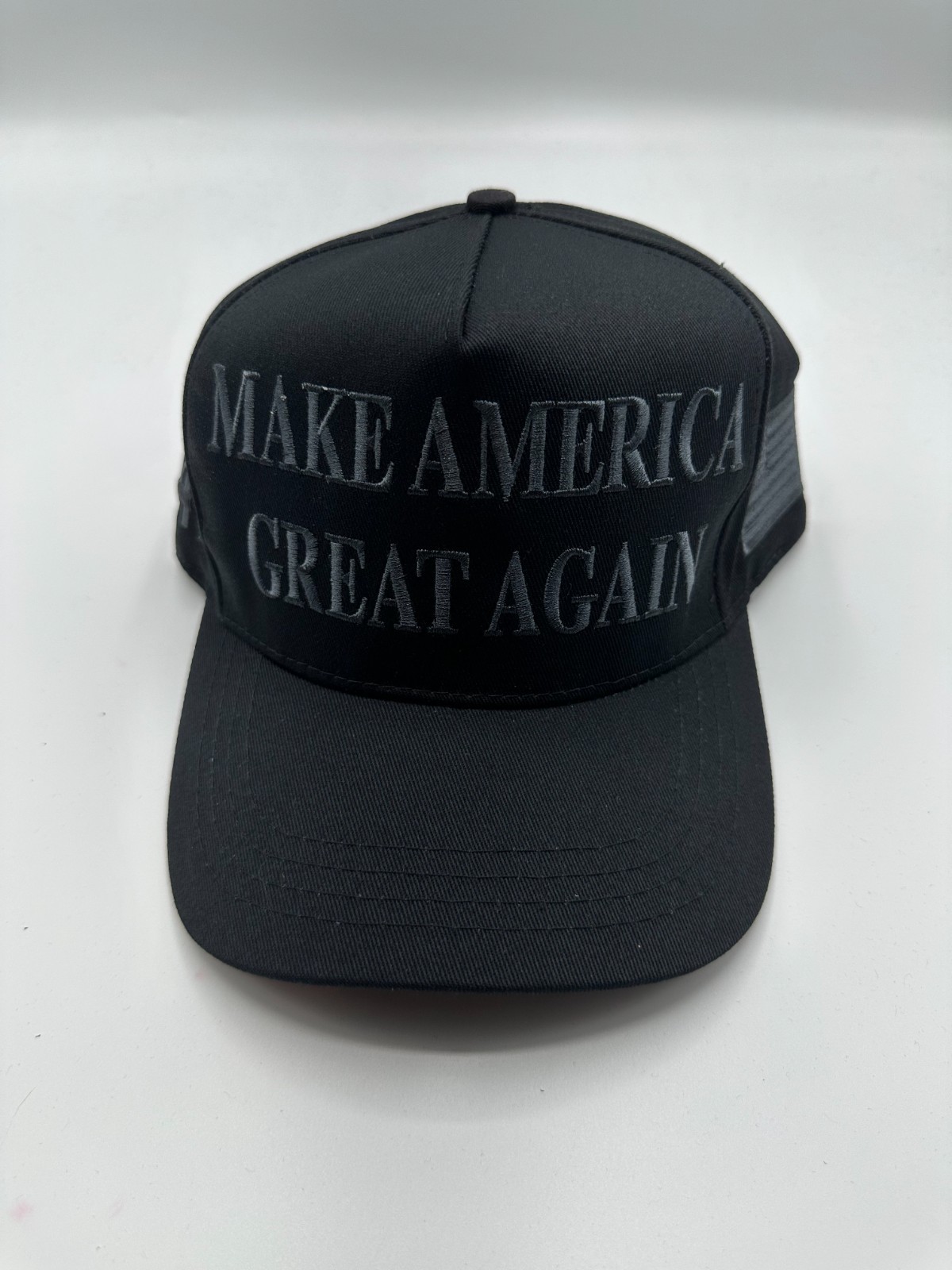 Authentic Cali-Fame MAGA 45-47 Trump Black Made In America Trucker Hat One Size